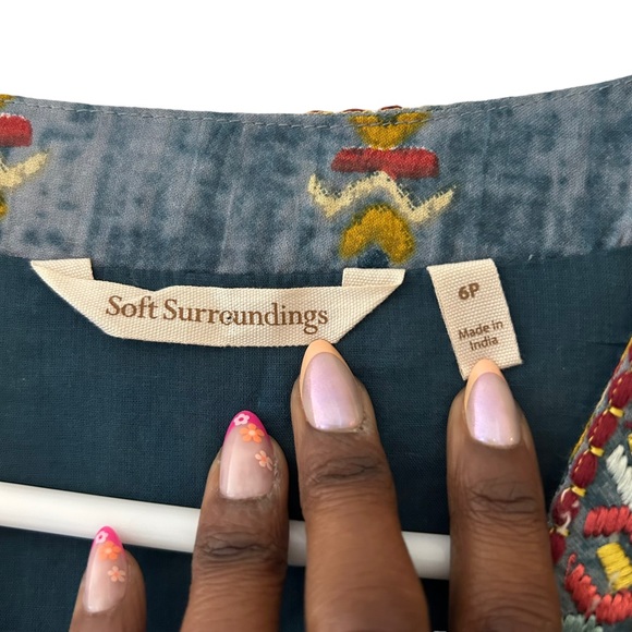 Soft Surroundings San Remo Boho Embroidered Gypsy Peasant Maxi Dress - Picture 12 of 13